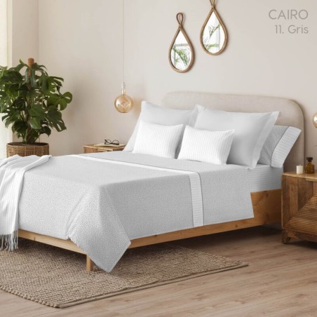 Juego de Sábanas Cairo Gris Topitos Serena
