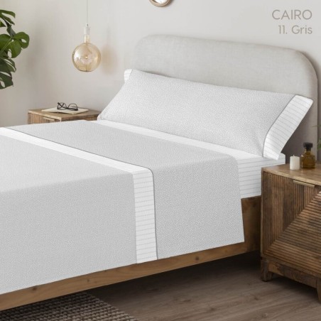 Juego de Sábanas Cairo Gris Topitos Serena