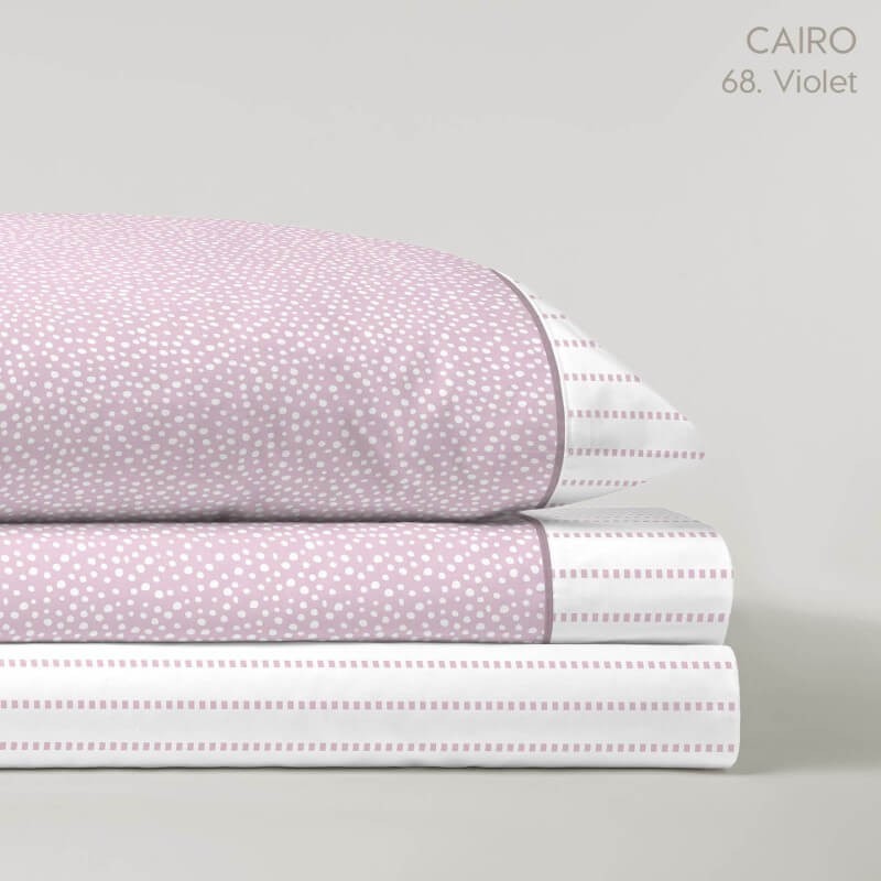 Juego de Sábanas Cairo Violet Ice Topitos Serena