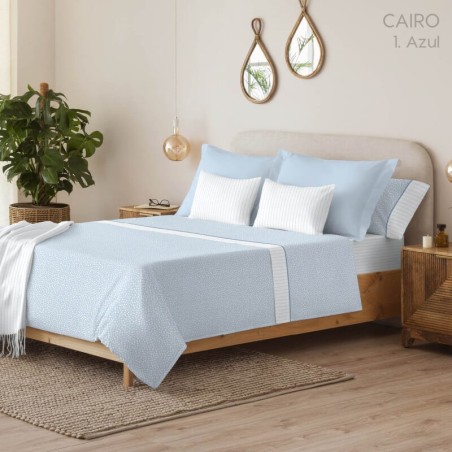 Juego de Sábanas Cairo Azul Topitos Serena