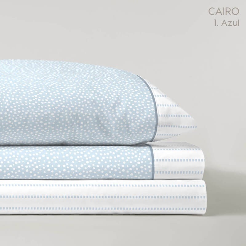 Juego de Sábanas Cairo Azul Topitos Serena