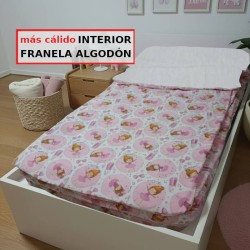 Saco Nórdico Franela Algodón Invierno Ballet Rosa Royal Con Cremallera y Fuelle