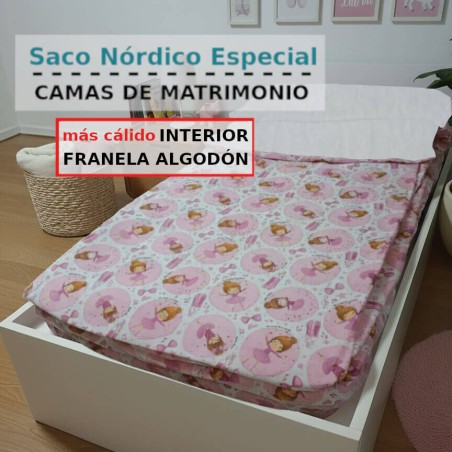 Saco Nórdico invierno Ballet Rosa interior franela algodon gris Cama de Matrimonio infantil