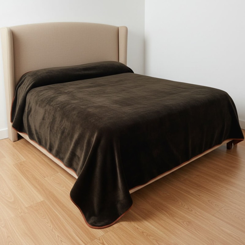 Manta Rayas Marrón Chocolate Lisa Terciopelo Royal