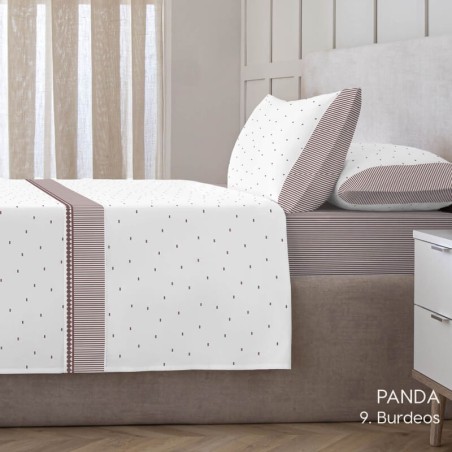 Juego de Sábanas Panda Burdeos Kabely