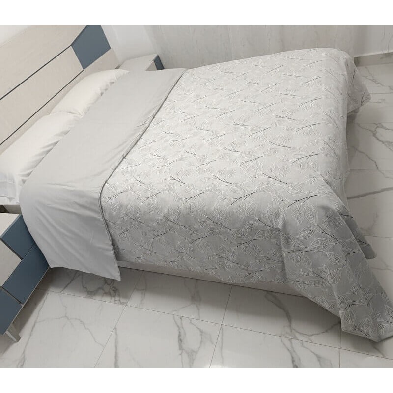 Funda Nórdica Cuna de Bebé estampada Hoja Natura Gris Reversible 1 pieza Royal