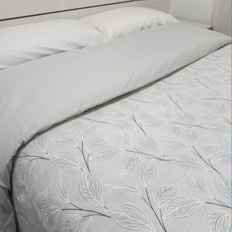 Detalles Funda Nórdica Bebé Hoja Natura Gris Reversible 1 pieza Royal