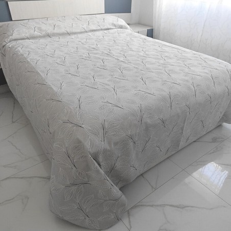 Funda Nórdica para Cunas de Bebé Hoja Nature Gris Royal Reversible Extendida