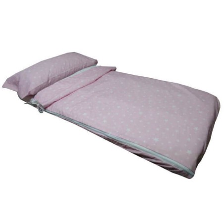 Saco Nórdico Estrellas Rosa Cunas Bebé 100% Algodón con cremallera