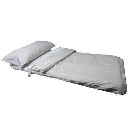 Lateral Saco Nórdico Estrellas Gris Cunas Bebé 100% Algodón con cremallera