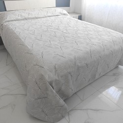 Colcha Verano Loneta Hoja Naute Gris Royal