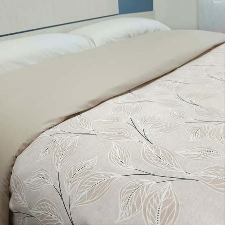 Detalles Funda Nórdica Bebé Hoja Natura Beige Reversible 1 pieza Royal