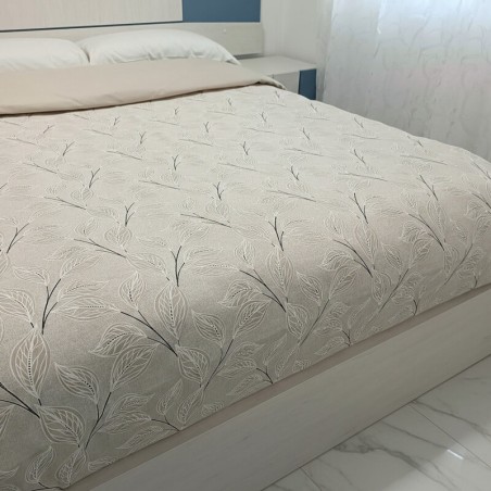 Funda Nórdica Cuna Bebe Hoja Natura Beige Royal Reversible 1 pieza Remetido la parte inferior