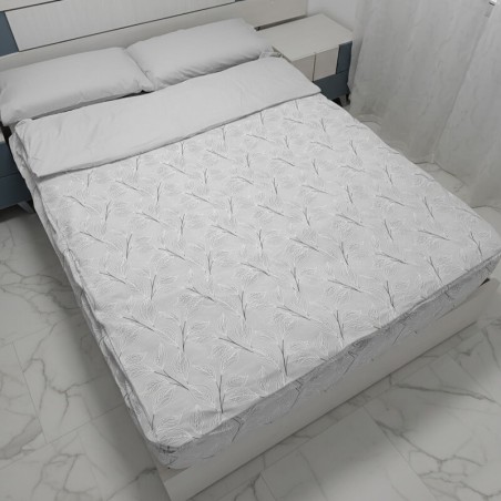 Saco Nórdico Hoja Nature Gris Con Cremallera y Fuelle Royal interior gris perla