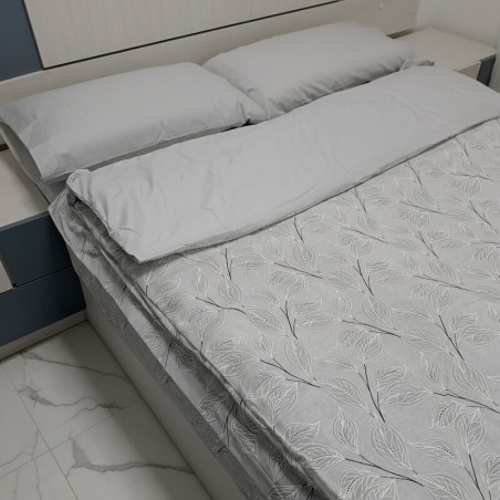 Saco Nórdico Bebé con diseño estampado Hoja Nature Gris Con Cremallera y Fuelle Royal interior gris perla