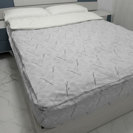 lateral Saco Nórdico Cuna interior 100% Algodón 200 hilos Hoja Nature Gris Royal