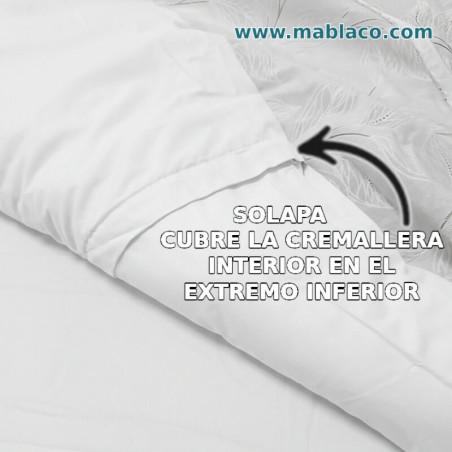 Solapa interior cubre la cremallera interior para poder colocar o quitar el relleno