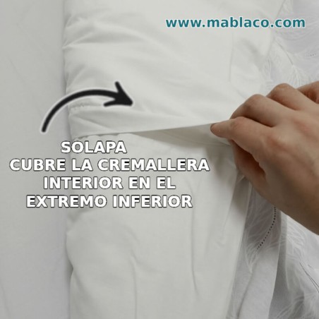 Solapa interior cubre la cremallera interior para poder colocar o quitar el relleno Saco Hoja Nature gris