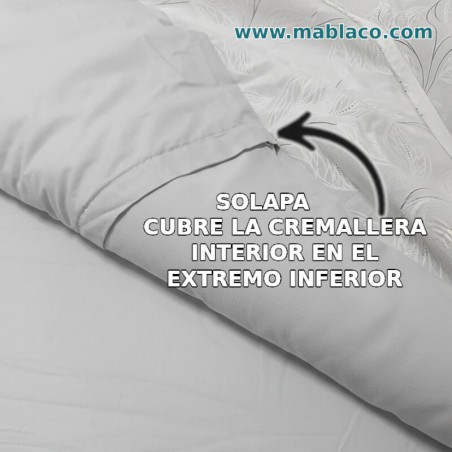 Solapa interior cubre la cremallera interior para que no este en contacto la cremallera con el cuerpo