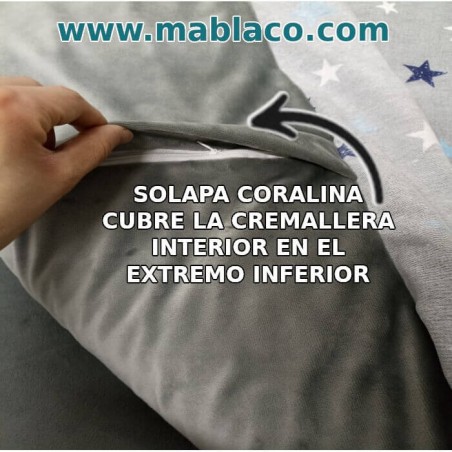 Detalle Cremallera interior Saco Nórdico Coralina  invierno Hoja Nature Gris