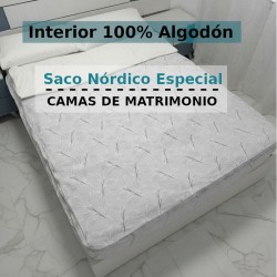 Saco Nórdico Hoja Nature Gris interior 100% Algodón 200 hilos Royal Cama de Matrimonio infantil con Cremallera y Fuelle