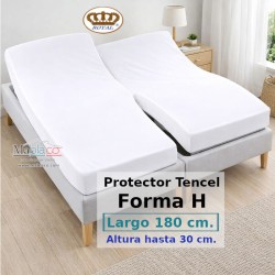 Protector Colchón Tencel Cama Articulada Gemelar Forma H Largo 180 y altura 30 cm Impermeable Transpirable Royal