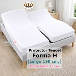 Protector Colchón Tencel Cama Articulada Gemelar Forma H Largo 190 y altura 15 cm Impermeable Transpirable Royal