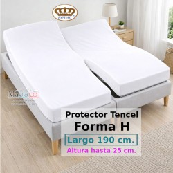 Protector Colchón Tencel Cama Articulada Gemelar Forma H Largo 190 y altura 25 cm Impermeable Transpirable Royal