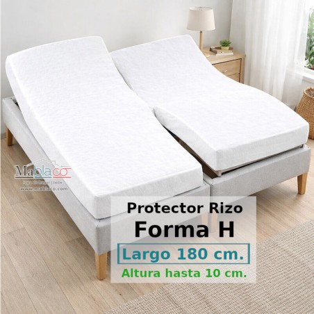 Protector Colchón Rizo Algodón Cama Articulada Gemelar Forma H Largo 180 y altura 10 cm Impermeable Transpirable Supreme Royal