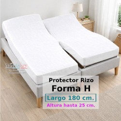 Protector Colchón Rizo Algodón Cama Articulada Gemelar Forma H Largo 180 y altura 25 cm Impermeable Transpirable Supreme Royal