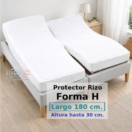 Protector Colchón Rizo Algodón Cama Articulada Gemelar Forma H Largo 180 y altura 30 cm Impermeable Transpirable Supreme Royal