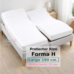 Protector Colchón Rizo Algodón Cama Articulada Gemelar Forma H Largo 190 y altura 15 cm Impermeable Transpirable Supreme Royal