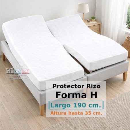Protector Colchón Rizo Algodón Cama Articulada Gemelar Forma H Largo 190 y altura 35 cm Impermeable Transpirable Supreme Royal