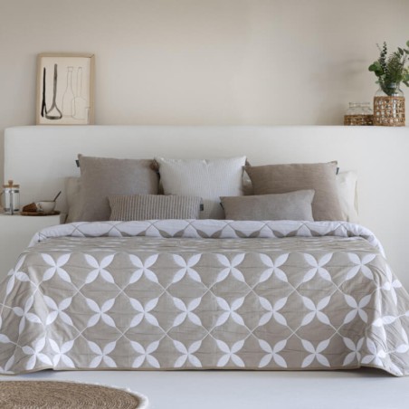 Colcha Jacquard Reversible Egina Beige