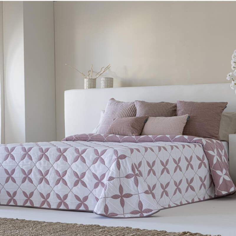 Colcha Jacquard Reversible Egina Rosa