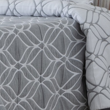 Colcha Jacquard Reversible Sauce Gris