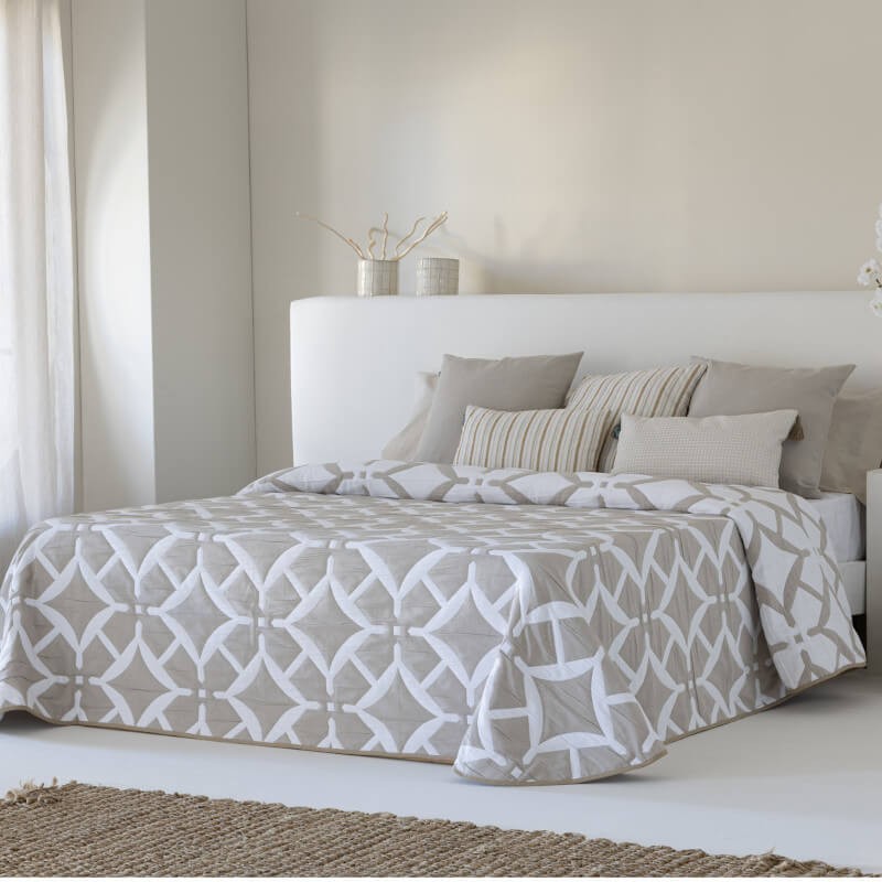 Colcha Jacquard Reversible Isquia Beig