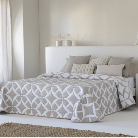 Colcha Jacquard Reversible Isquia Beig