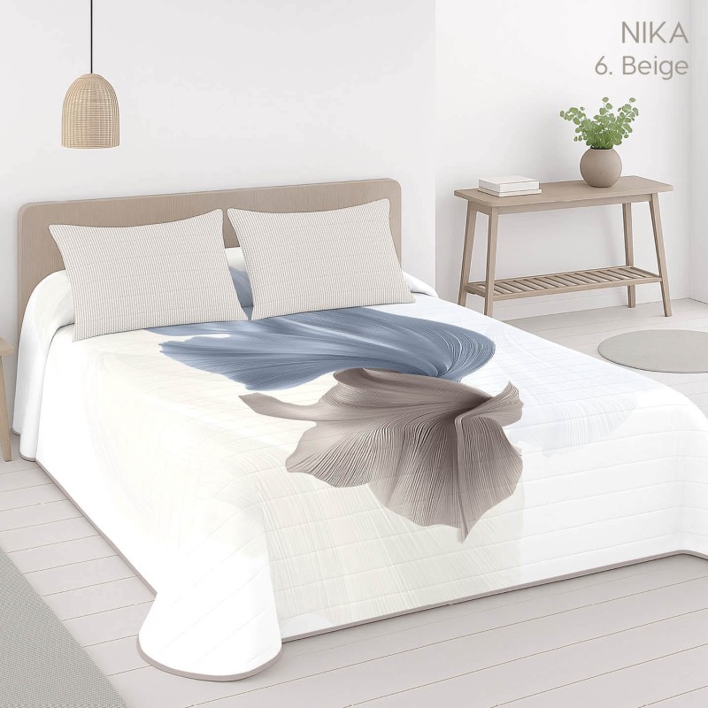 Colcha Bouti Reversible Nika Beige Anverso