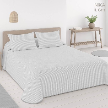 Colcha Bouti Reversible Nika Gris reverso