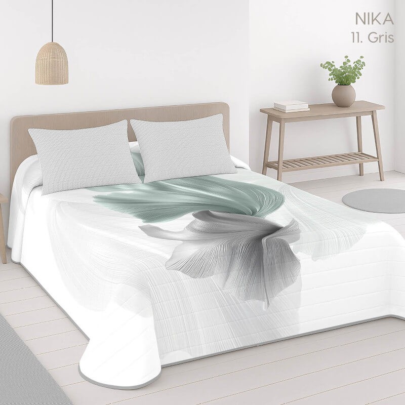 Colcha Bouti Reversible Nika Gris Anverso