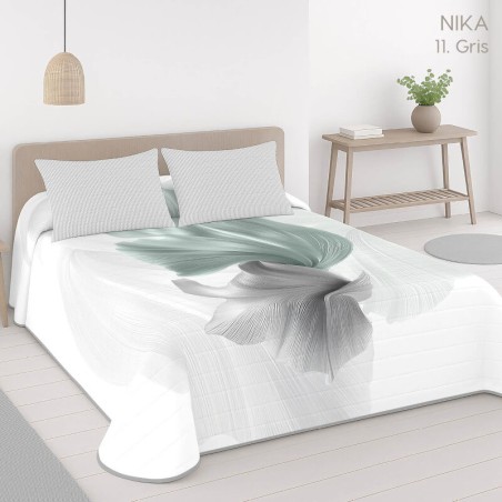 Colcha Bouti Reversible Nika Gris Anverso