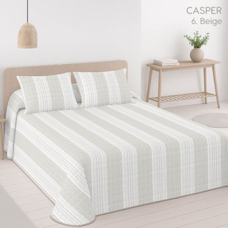 Colcha Bouti Prelavada y Reversible Casper Beige Anverso