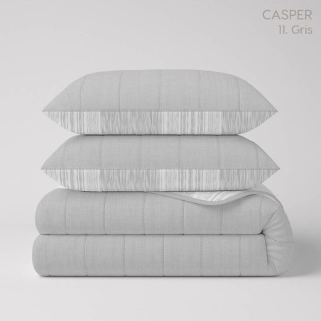 Colcha Bouti Prelavada y Reversible Casper Gris Anverso