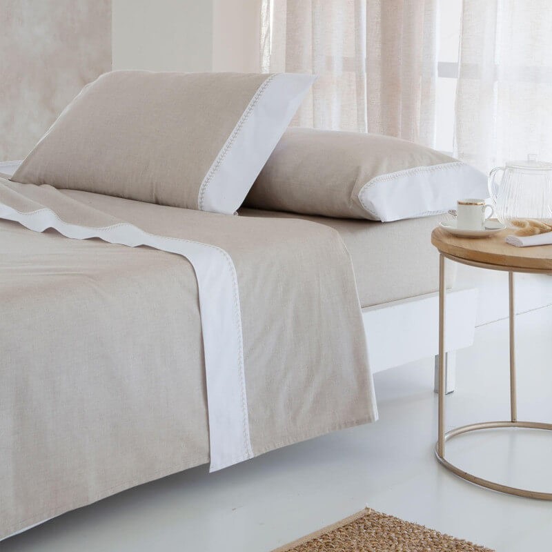 Juego de Sábanas Leti Beige 100% Algodón FunDeco
