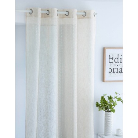 Cortina Visillo Manila Beige confecionadas con ollaos Fundeco