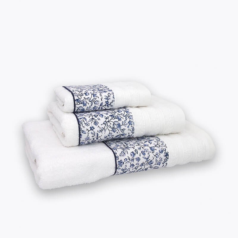 Juego de Toallas Aplique Elsa Blanco-Azul 3 piezas