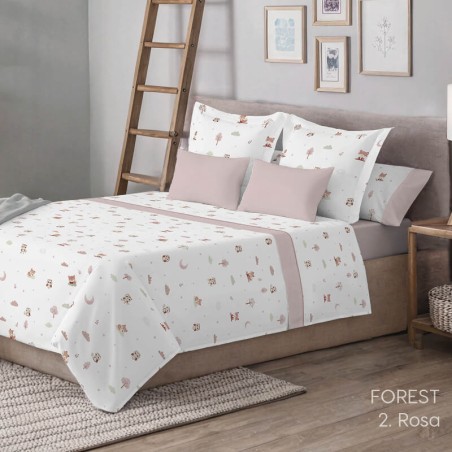 Juego de Sábanas Forest Rosa Infantil Kabely Cama 90