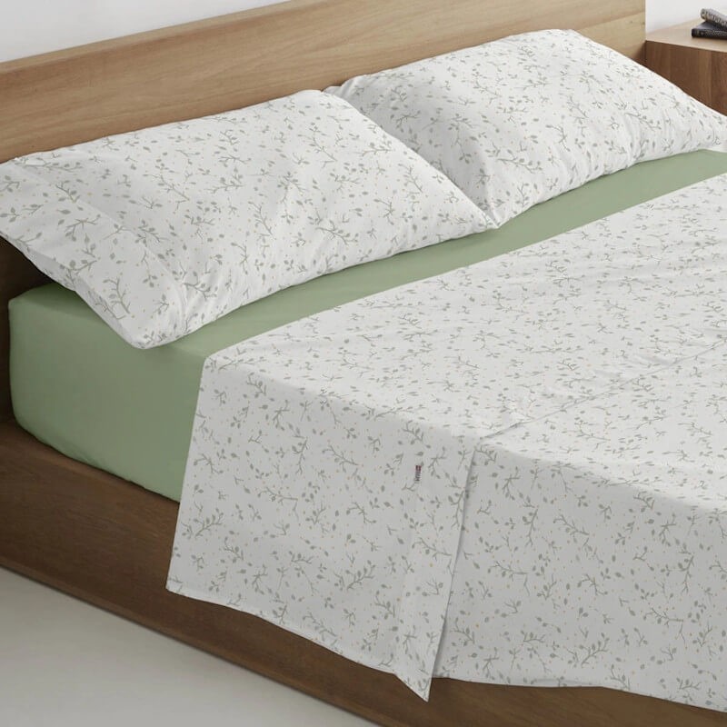 Juego de Sábanas Zori Verde Estela 100% Algodón