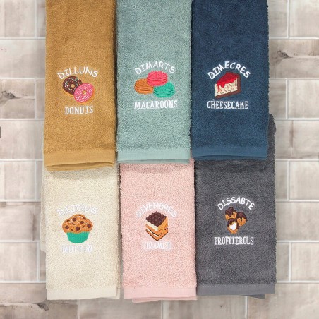 Paños de Cocina Semanario Catalán/Valenciano Postres Algodón 50x50 Pack 6